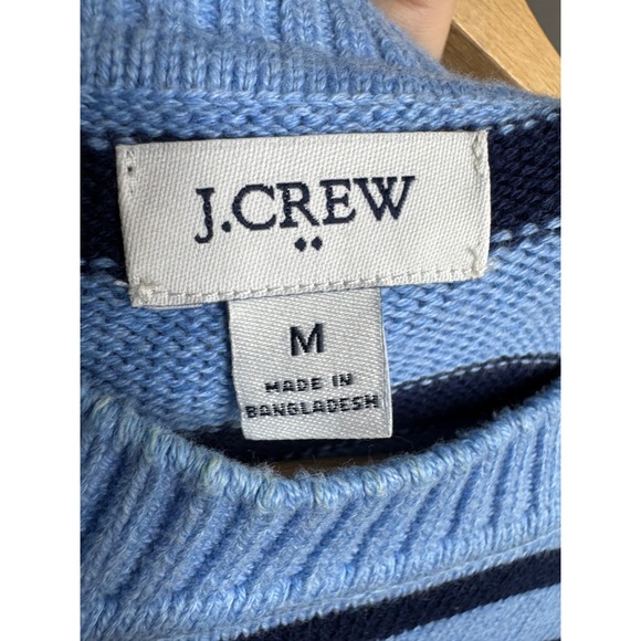 J.Crew Womens Blue Navy Striped Cotton Crewneck Sweater Size M Medium - Picture 4 of 7